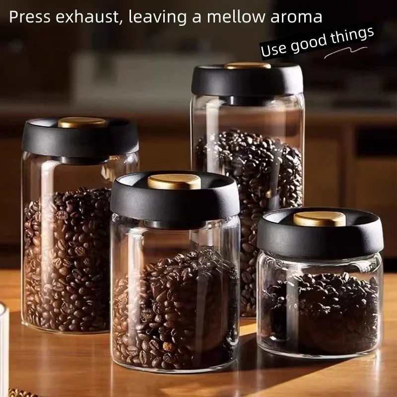 Coffee Tea Pictures - جرة قهوة يدوية مختومة بالفراغ، حاوية