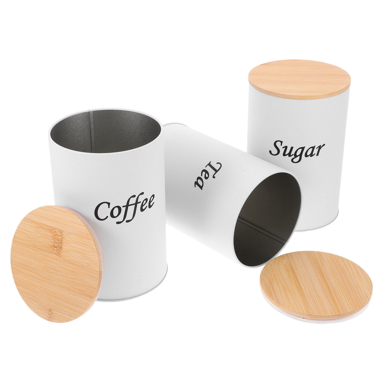 Coffee Tea Sugar Canisters - 3 قطع علب تخزين محكمة الإغلاق