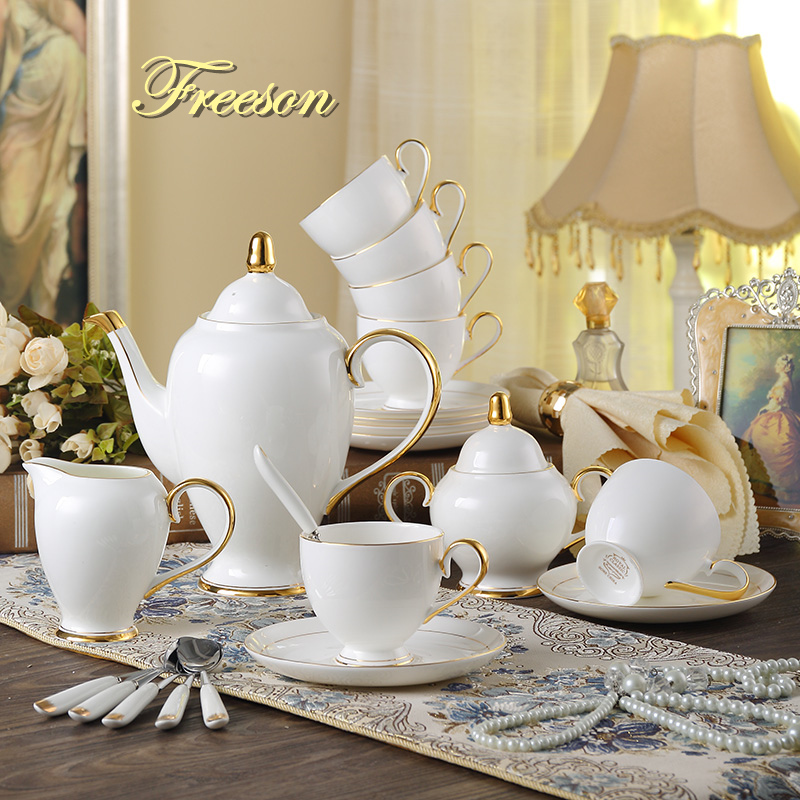 Coffee Tea Sugar Set - نعمة العظام الصين طقم القهوة الذهب