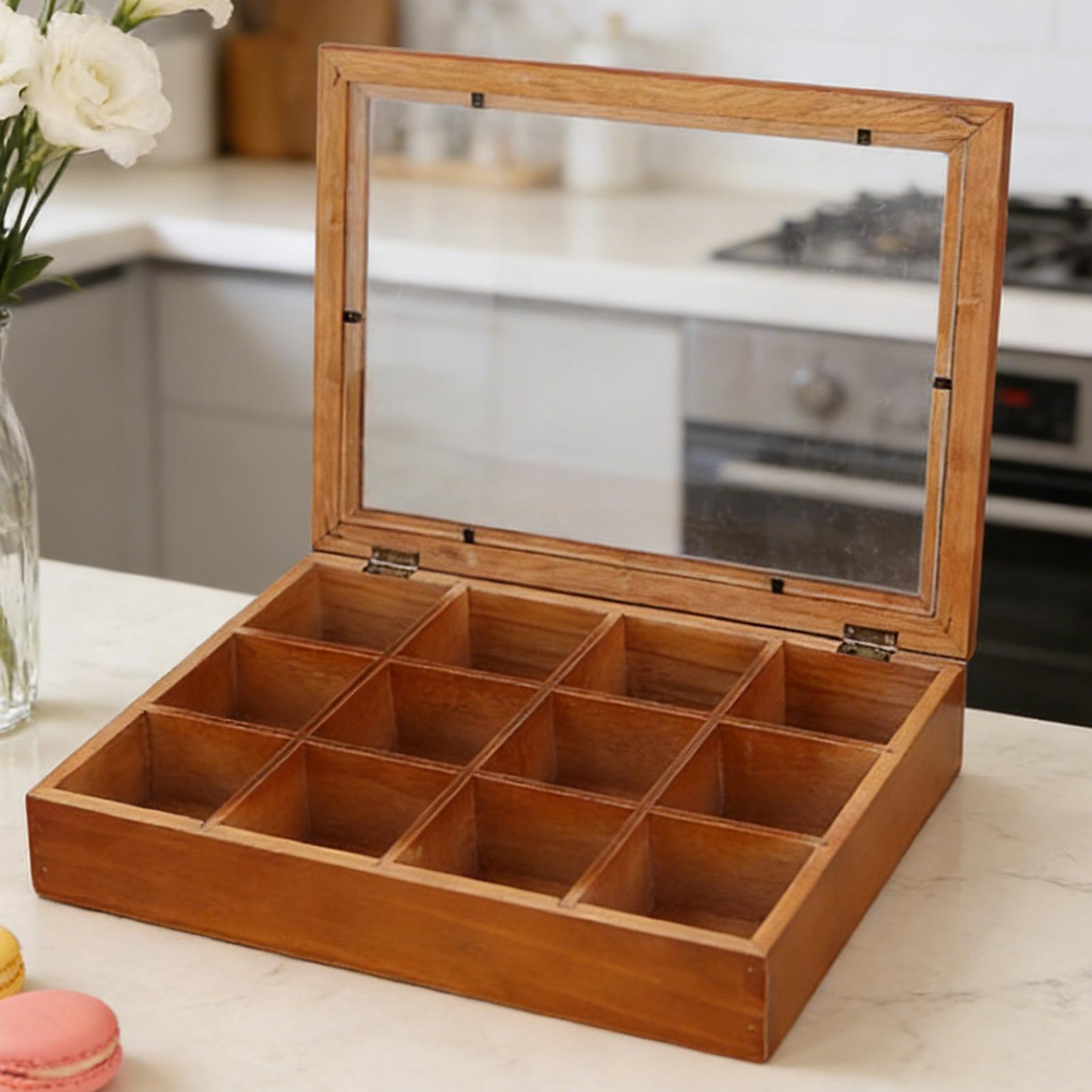 Coffee Tea Drawer Organizer - صندوق تخزين أكياس الشاي بـ 12