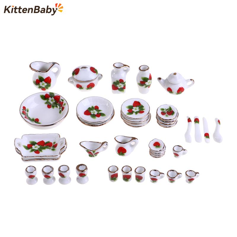 Tea Coffee Pot Set - 1 مجموعة 1:12 مصغرة بيت الدمية