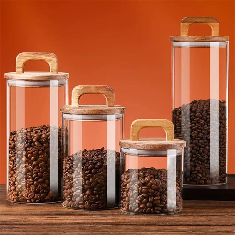 Coffee Tea Sugar Canisters - جرة زجاجية شفافة مع غطاء من
