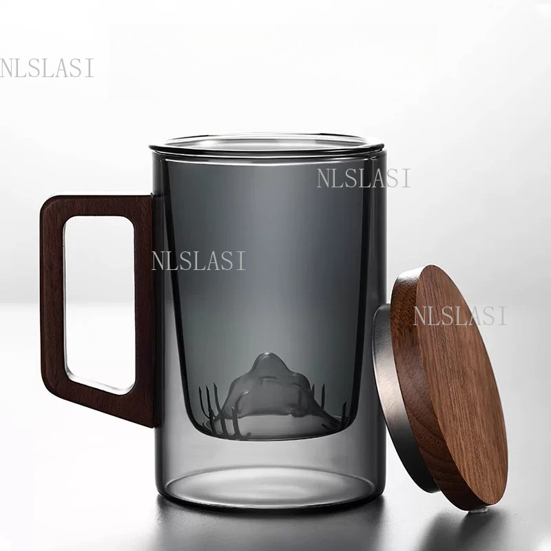 Double Wall Mug - كوب شاي زجاجي مزدوج الجدار بلون