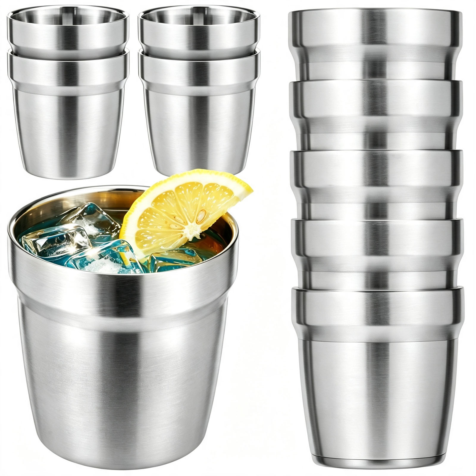 Double Wall Mug - 5/10 قطع أكواب قابلة للتكديس من