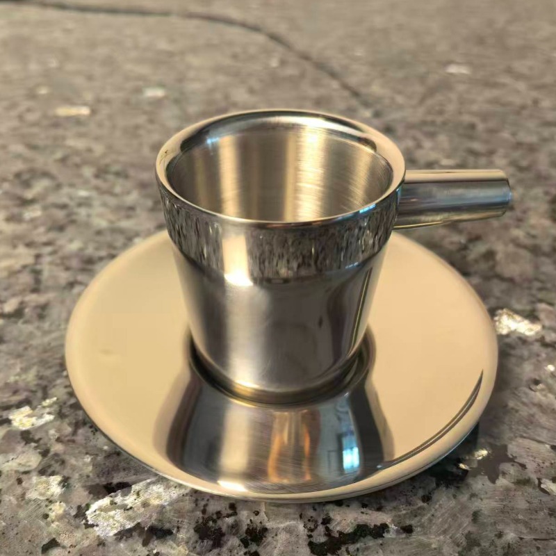 Espresso Cup Saucer - طقم من كوبين للقهوة من الفولاذ