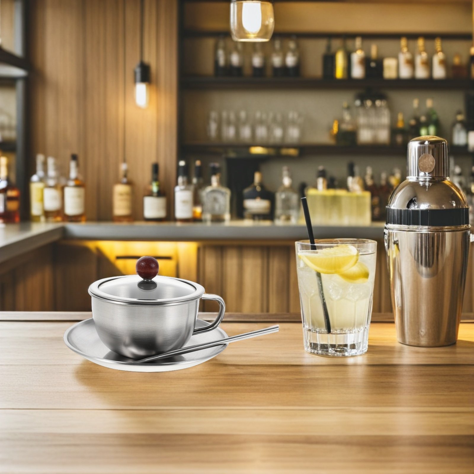 Espresso Cup Saucer - طقم أكواب قهوة عتيقة من الفولاذ