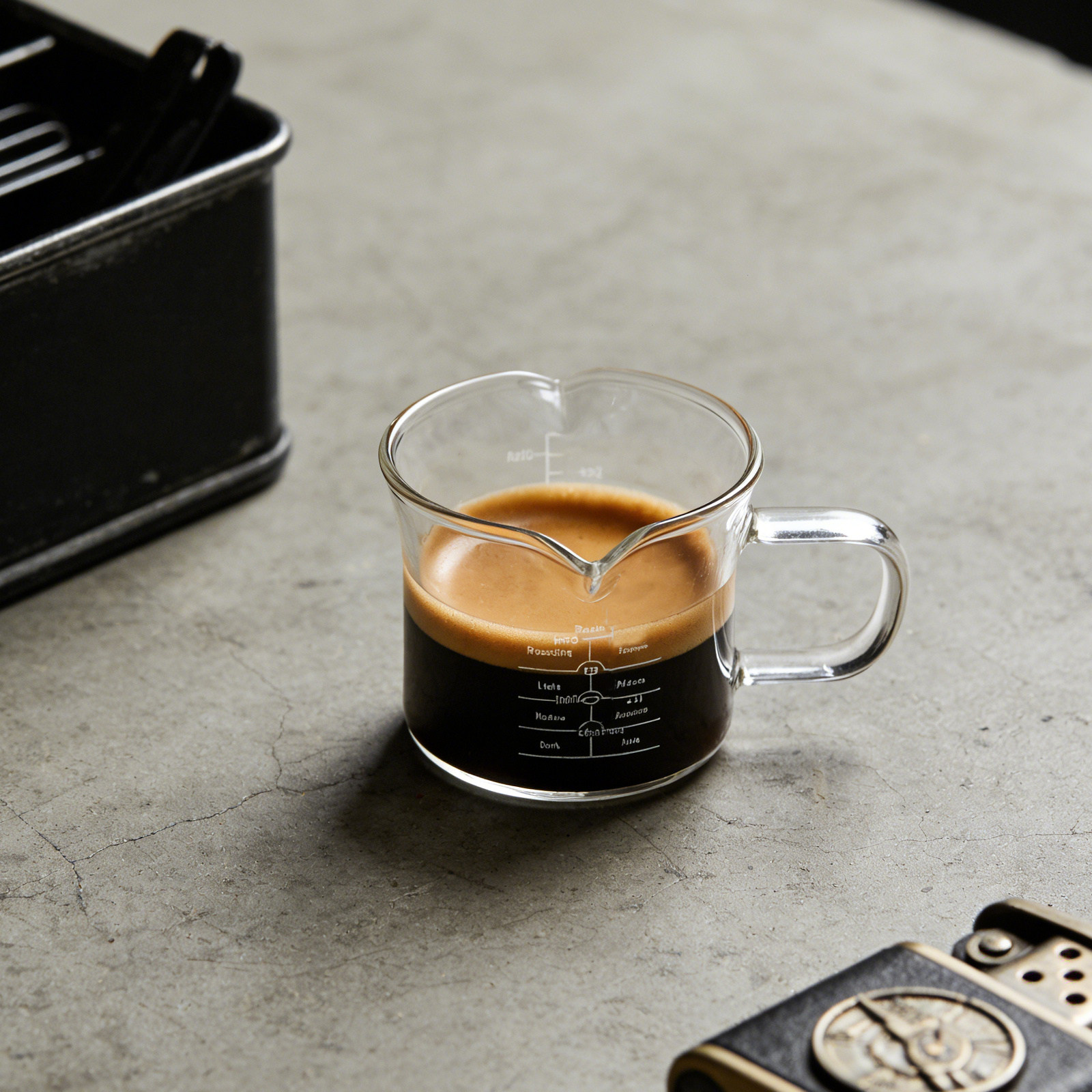 Coffee Tea Espresso - كوب قياس زجاجي مزدوج الفوهة سعة