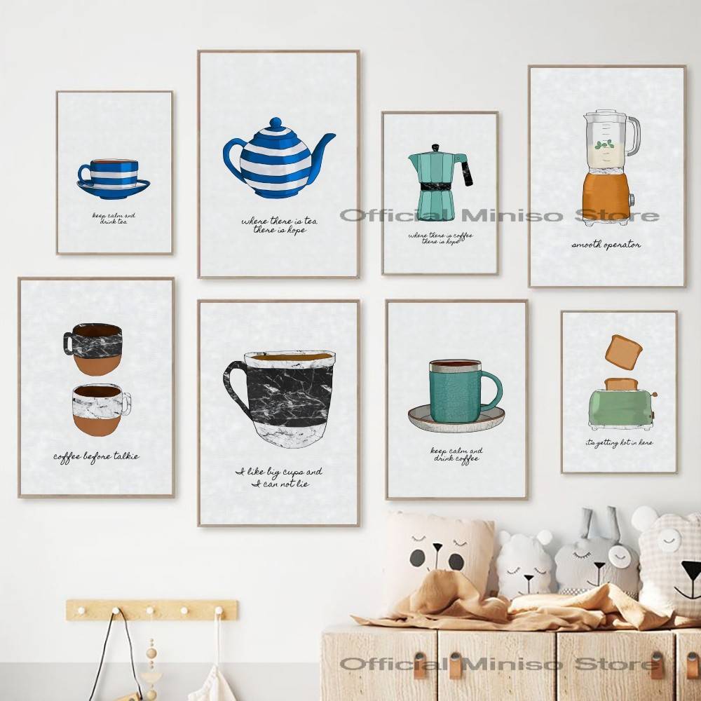 لوحة فنية جدارية غير مؤطرة بتص - مراجعة Wallpaper Coffee And Tea وسعره