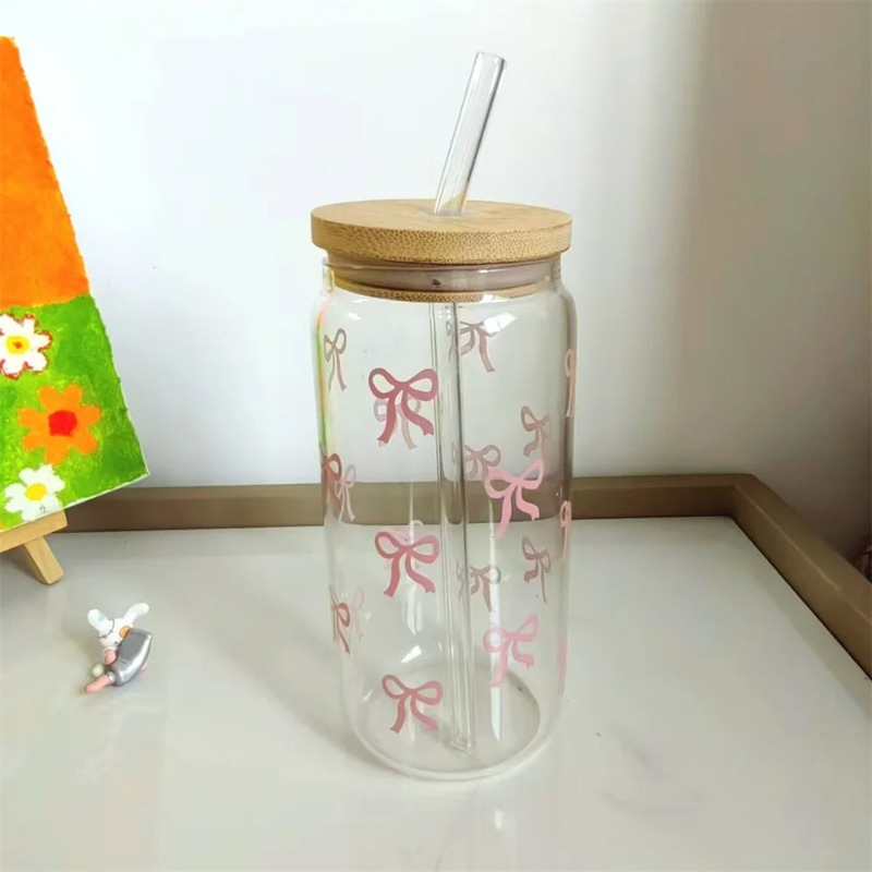 كوب زجاجي بتصميم فيونكة لطيفة  - مراجعة Coffee Tea Jars وسعره