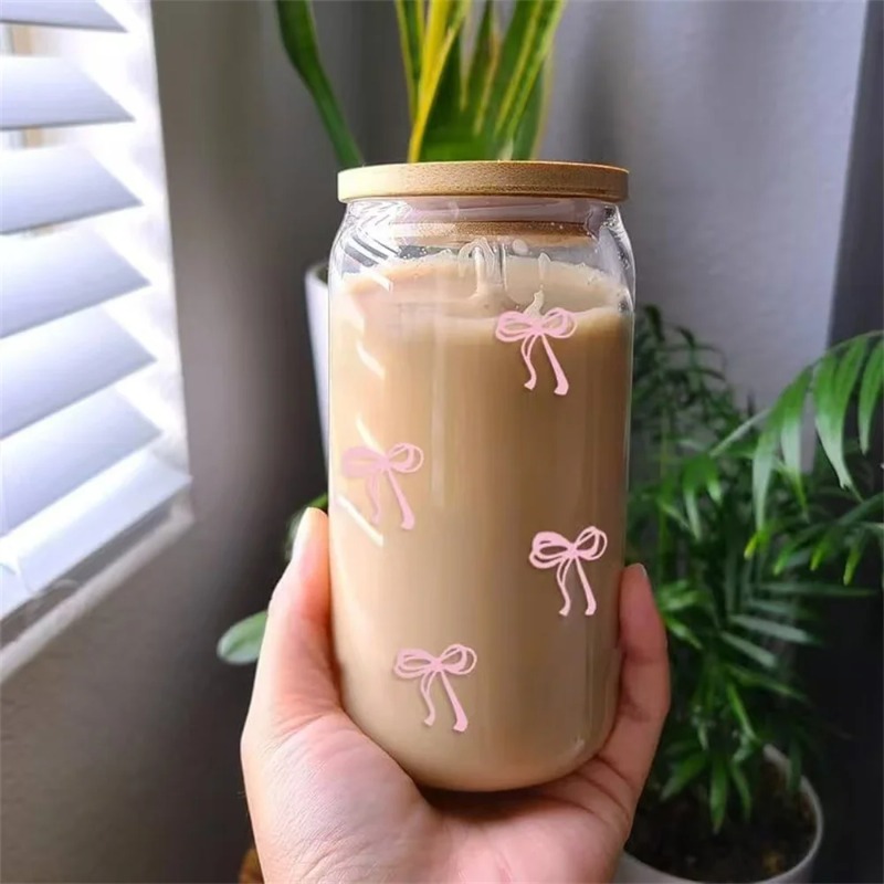 كوب زجاجي بتصميم فيونكة لطيفة  - مراجعة Coffee Tea Jars وسعره