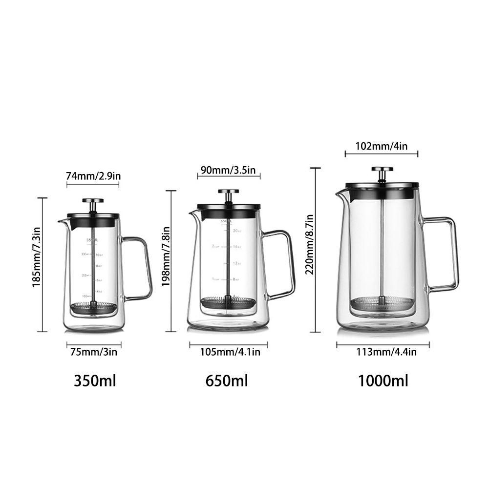 وعاء ضغط فرنسي مزدوج الطبقات و - مراجعة Coffee Tea Pots وسعره