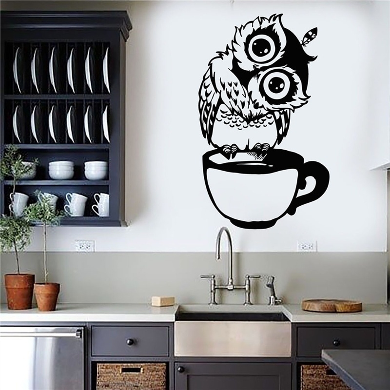 ملصق جداري مضحك على شكل بومة ك - مراجعة Wallpaper Coffee And Tea وسعره