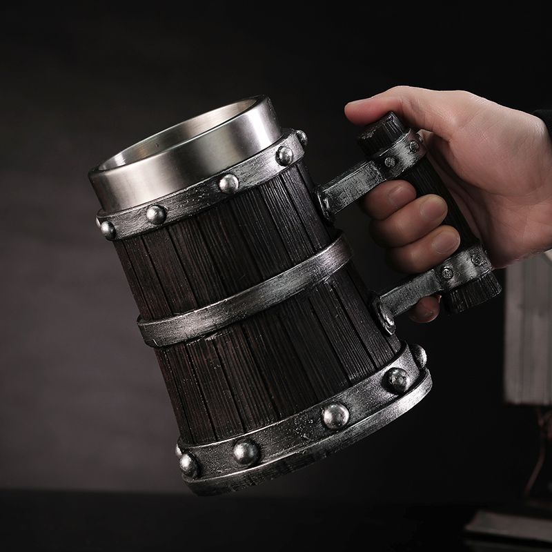 كوب بيرة بتصميم خشبي من الراتن - مراجعة Coffee Tea Pictures وسعره