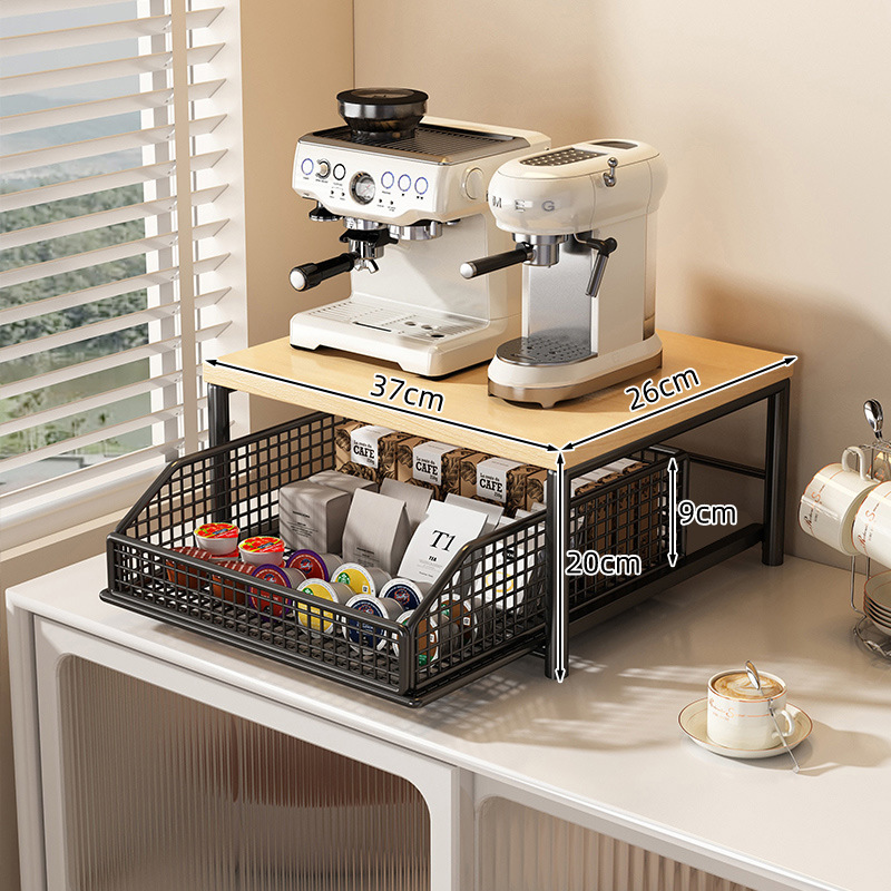 رف تخزين لماكينة القهوة مع درج - مراجعة Coffee Tea Drawer Organizer وسعره