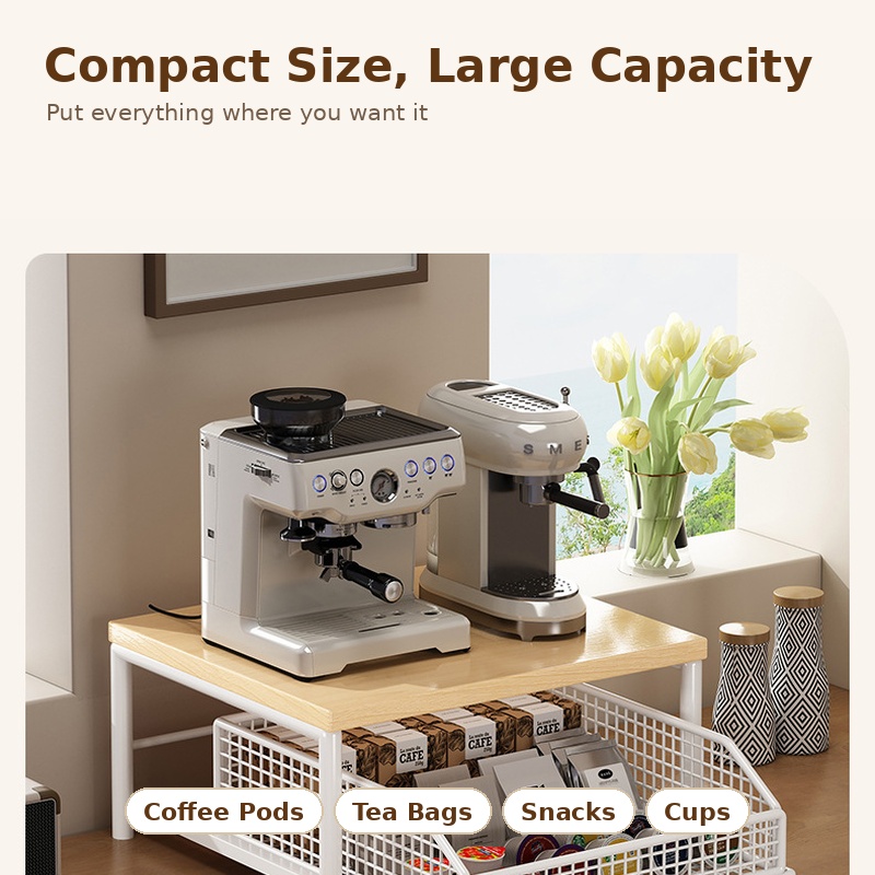 رف تخزين لماكينة القهوة مع درج - مراجعة Coffee Tea Drawer Organizer وسعره