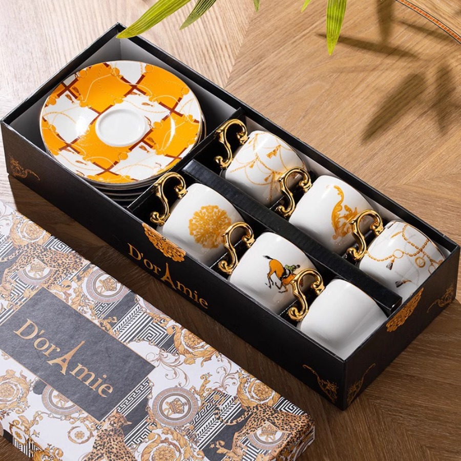 طقم فناجين قهوة وصحون صيني فاخ - مراجعة Coffee Tea Drawer Organizer وسعره