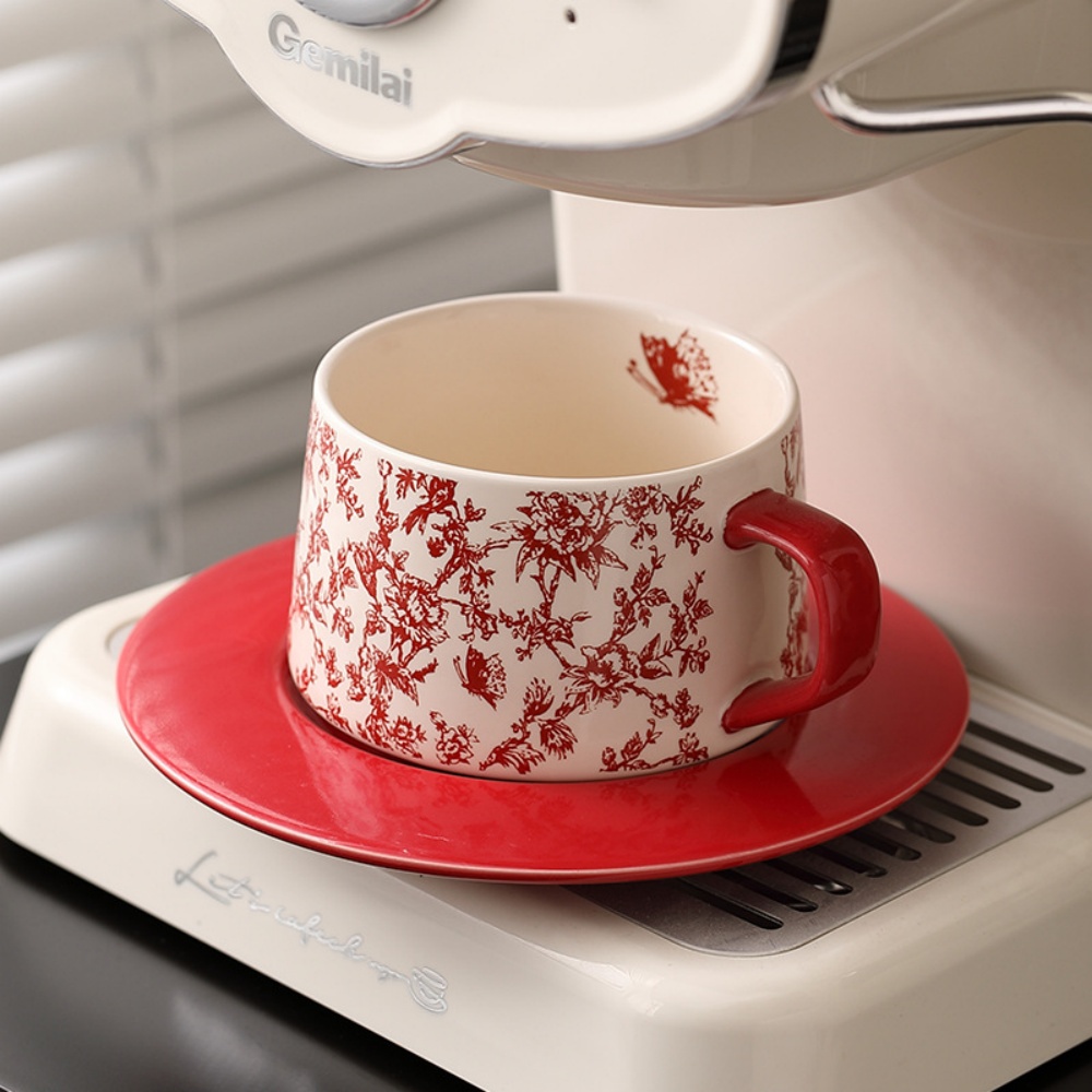 كوب قهوة بنمط زهور عتيقة مع صح - مراجعة Espresso Cup Saucer وسعره