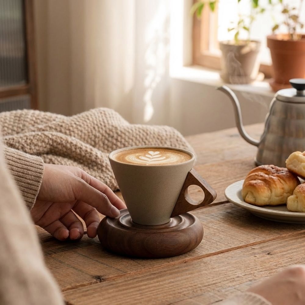 كوب سيراميك خشن مثلث الشكل بتص - مراجعة Coffee Tea Pictures وسعره