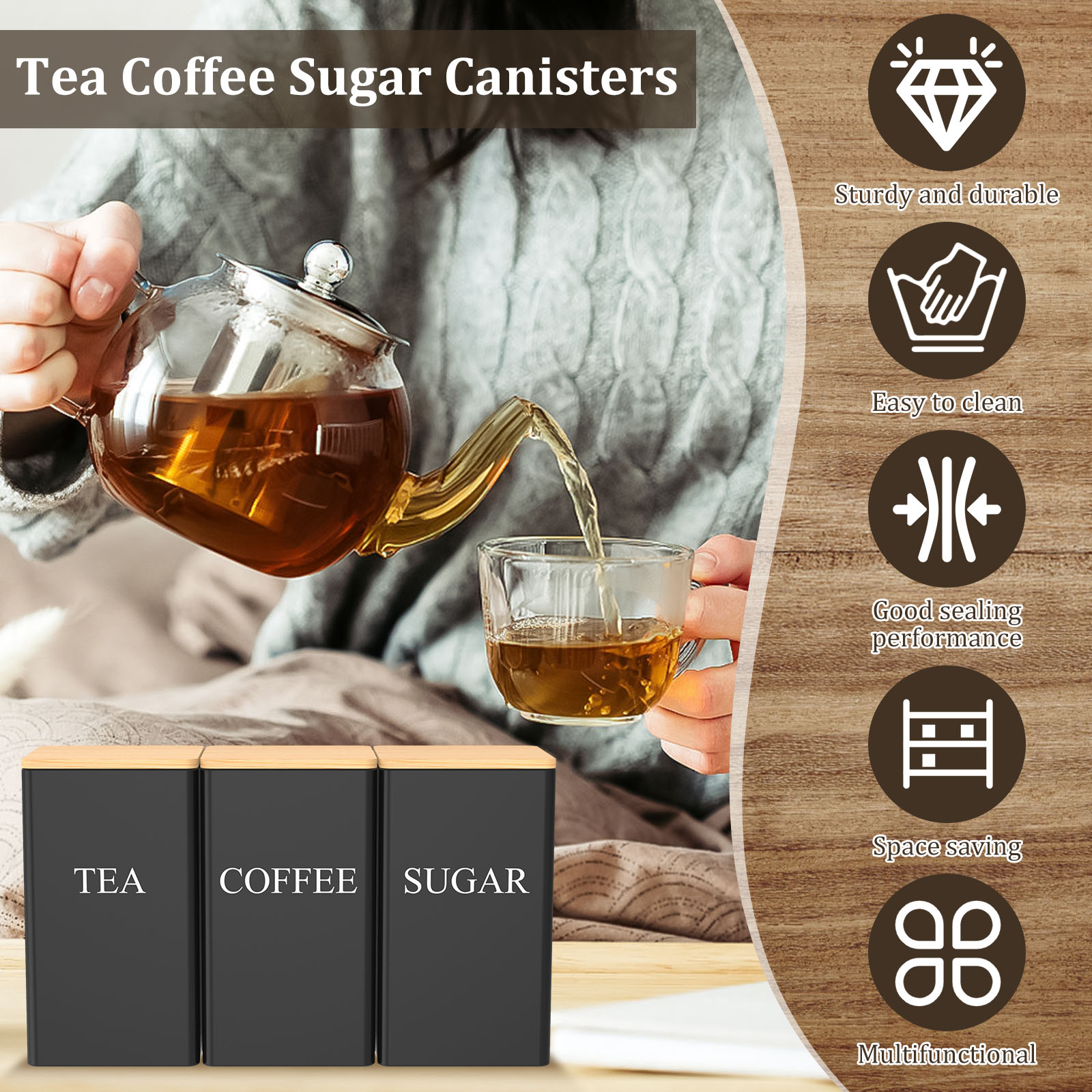 جرة تخزين حبوب البن، حاوية معد - مراجعة Coffee Tea Sugar Canisters وسعره